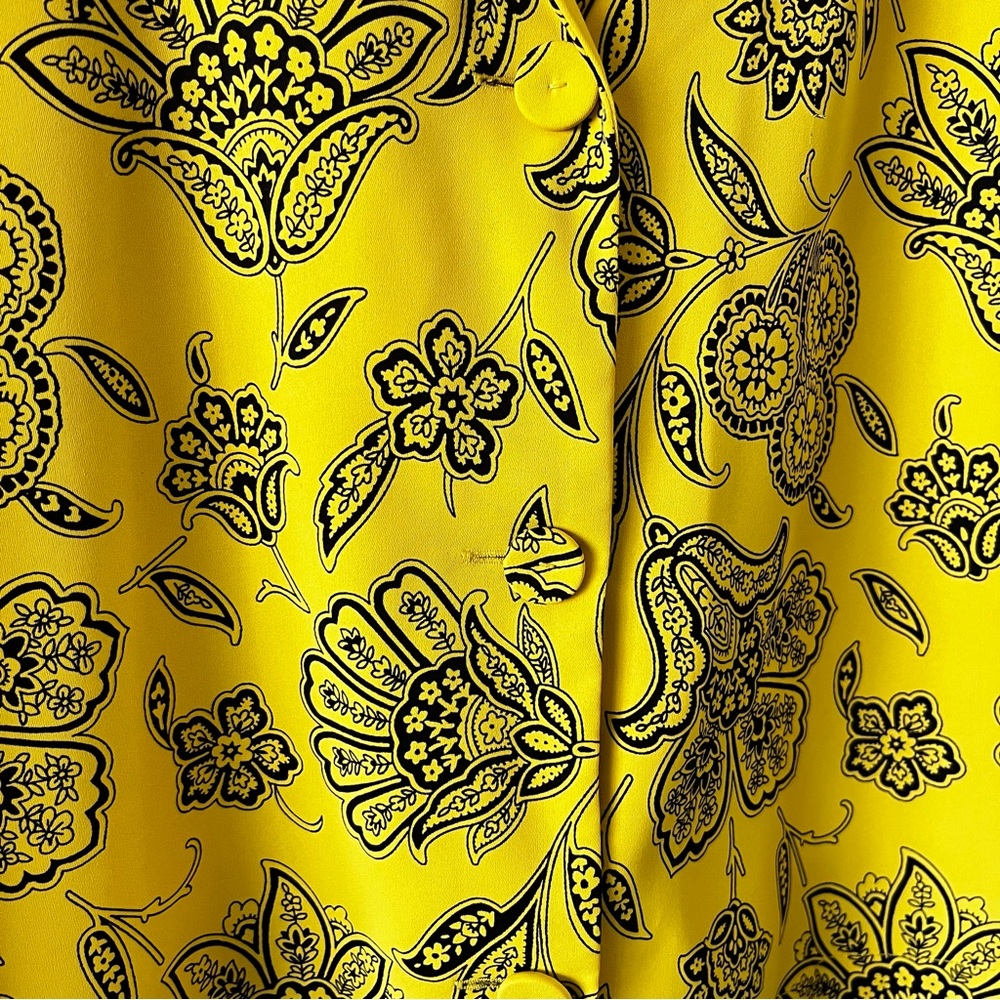 Saunders x RTR Rox Top Yellow Floral‎ Short Sleeve V-Neck Button Front size 0 - Picture 7 of 13
